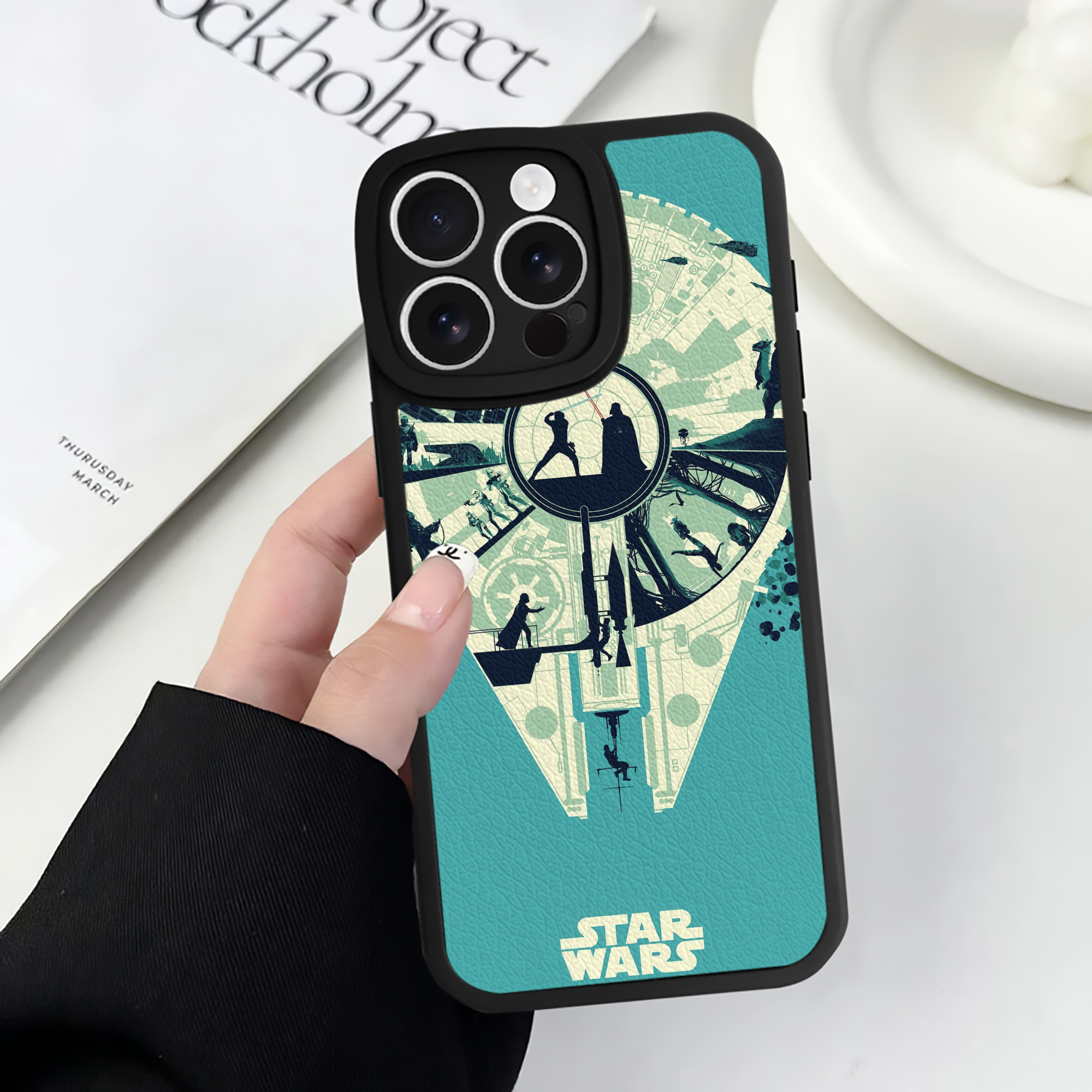 （画像用） スター・ウォーズ Star Wars 【iPhone 16シリーズ対応】シリコンスマホケース（レザー調） 材質：シリコン